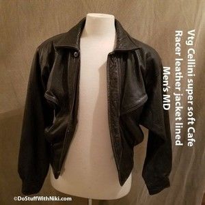 Super soft vtg Cellini leather cafe racer style jacket